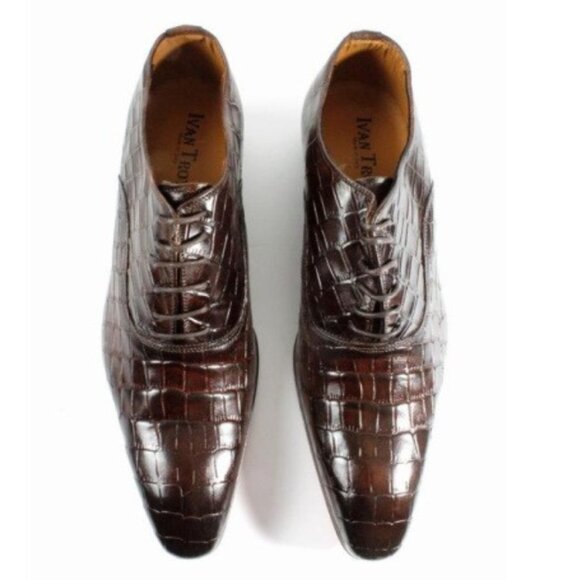 Victor Brown Crocodile Calfskin Oxford, Crocodile Printed Calfskin Oxford